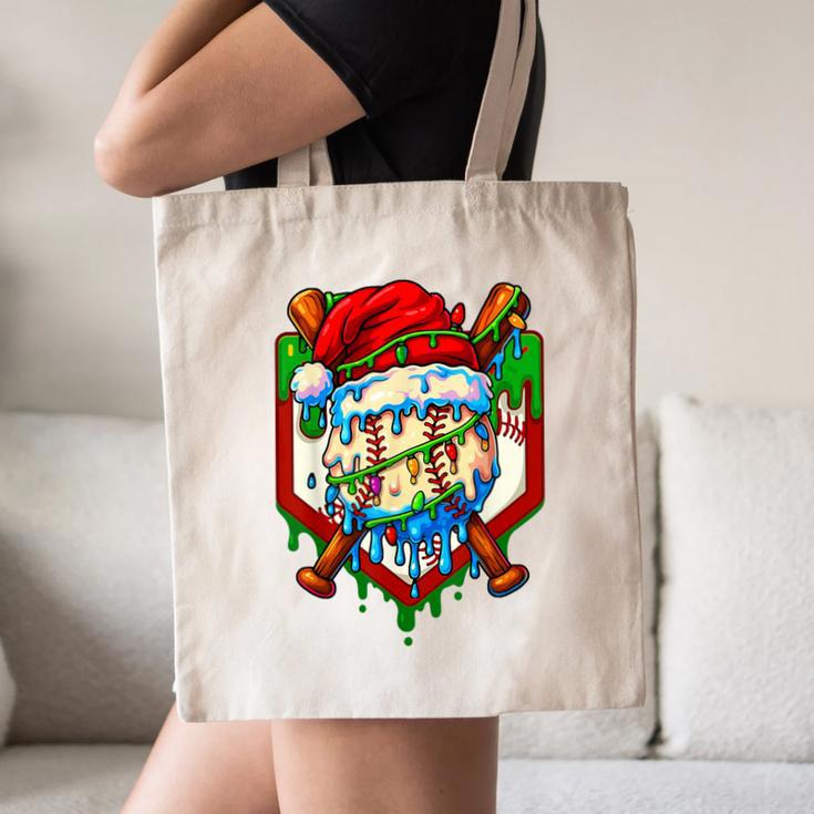 Christmas Baseball Ice Cream Drip Santa Baseball Player Kids Canvas Tote Bag Christmas Baseball Ice Cream Drip Santa Baseball Player Kids Canvas Tote Bag