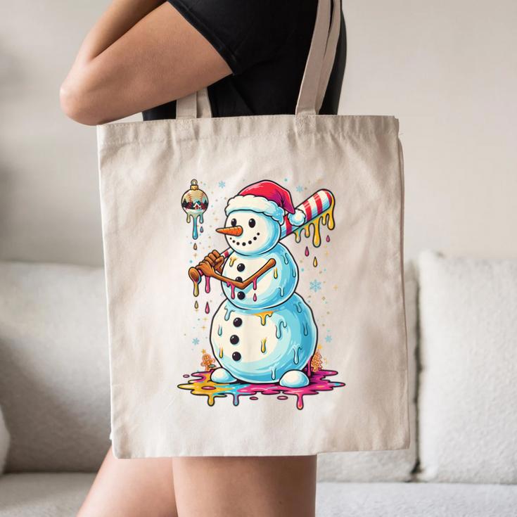 Christmas Baseball Snowman Drip For Boys Men Girls Women Canvas Tote Bag