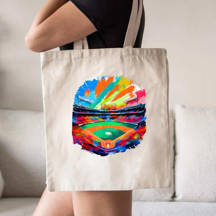 Colorful Baseball Field Home Run Baseball Player Fans Canvas Tote Bag Colorful Baseball Field Home Run Baseball Player Fans Canvas Tote Bag
