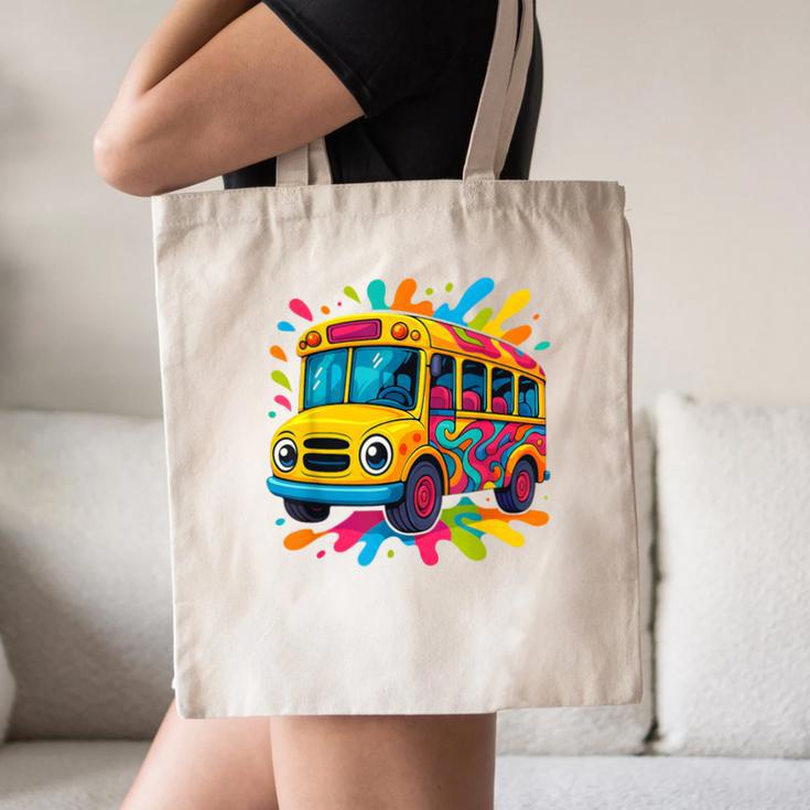 Colorful School Bus Driver Back To School Men Women Kids Canvas Tote Bag Colorful School Bus Driver Back To School Men Women Kids Canvas Tote Bag