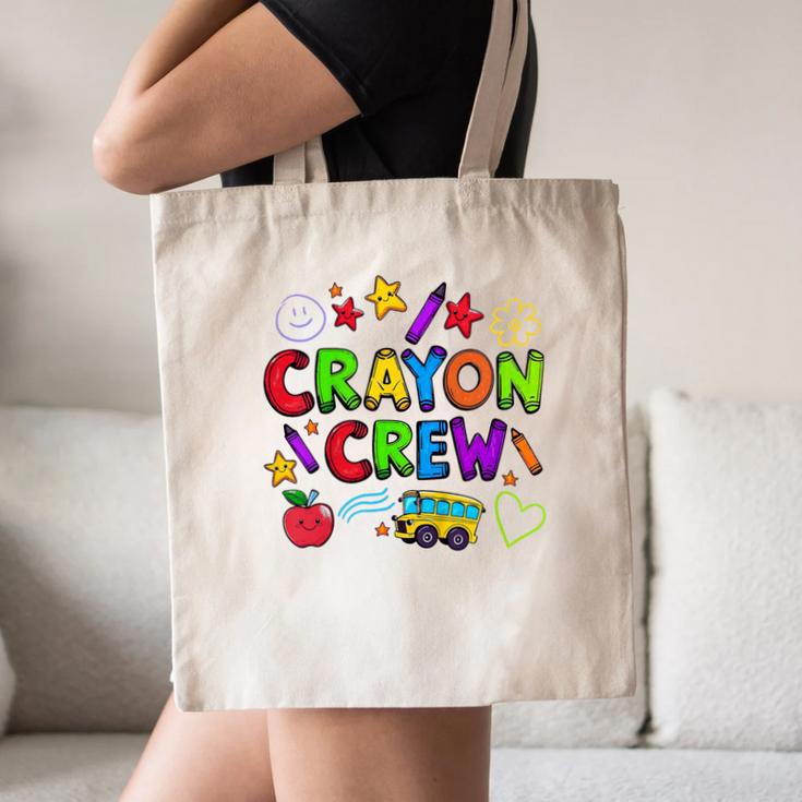 Crayon Crew Cute Back To School Canvas Tote Bag