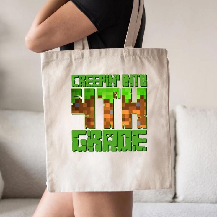 Creepin’ Into 4th Grade Kids Boy Gamer Pixel Back To School Performance Canvas Tote Bag