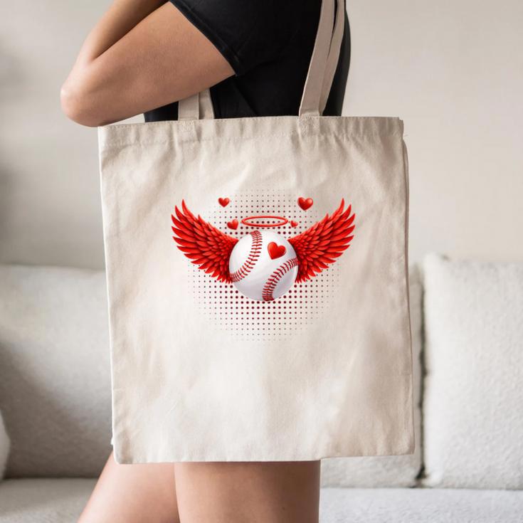 Cute Baseball &Cupid Wings Happy Valentines Boys Men Canvas Tote Bag Cute Baseball &Cupid Wings Happy Valentines Boys Men Canvas Tote Bag
