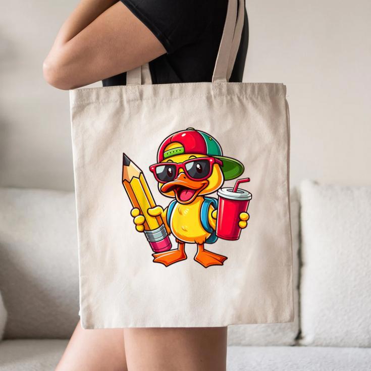 Cute Duck Lover Pencil Back To School Kids Boys Girls Canvas Tote Bag