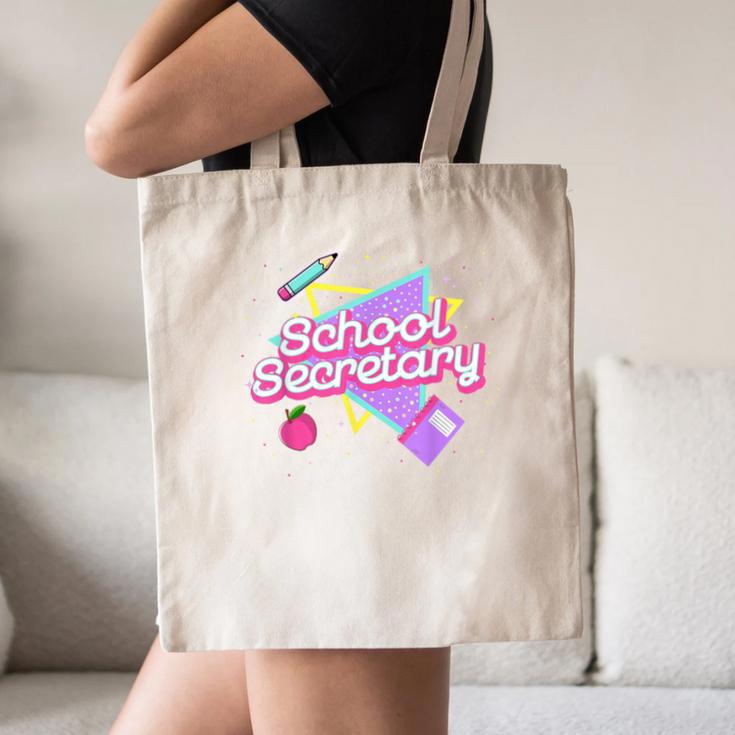 Cute School Secretary Shirt 80's 90's Back To School Canvas Tote Bag Cute School Secretary Shirt 80's 90's Back To School Canvas Tote Bag