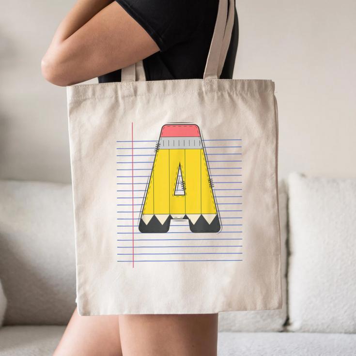 Cute Yellow School Pencil Alphabet Letter A Back To School Canvas Tote Bag Cute Yellow School Pencil Alphabet Letter A Back To School Canvas Tote Bag
