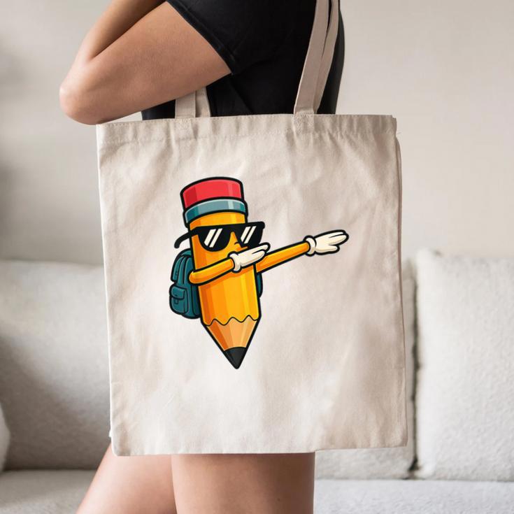Dabbing Pencil Dancing Back To School First Day Student Boys Canvas Tote Bag Dabbing Pencil Dancing Back To School First Day Student Boys Canvas Tote Bag