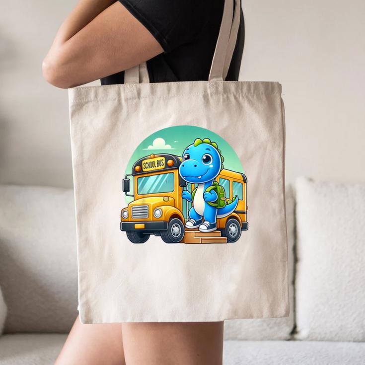 Dinosaur Kids Riding a Bus Back To School Ready To Crush Canvas Tote Bag Dinosaur Kids Riding a Bus Back To School Ready To Crush Canvas Tote Bag
