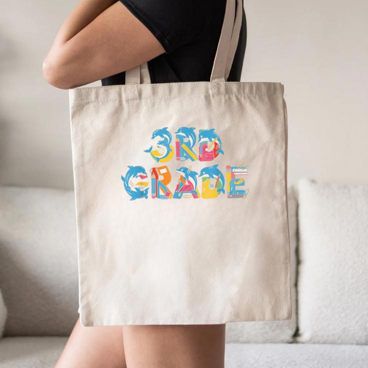 Dolphin Third Grade Back To School Kids Boys Girls Canvas Tote Bag Dolphin Third Grade Back To School Kids Boys Girls Canvas Tote Bag