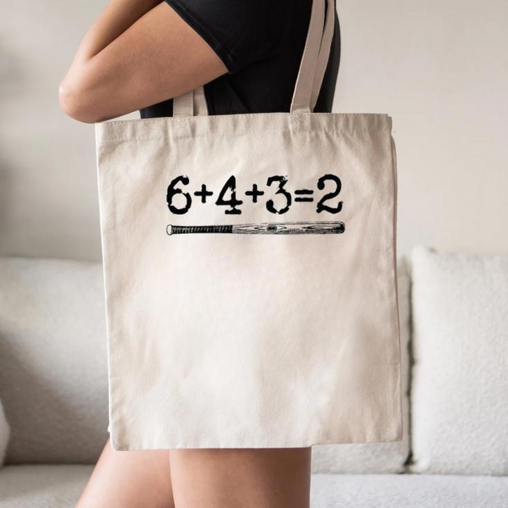 Double Play 6 4 3 2 Vintage Baseball Math Softball Player Premium Tri-Blend Canvas Tote Bag
