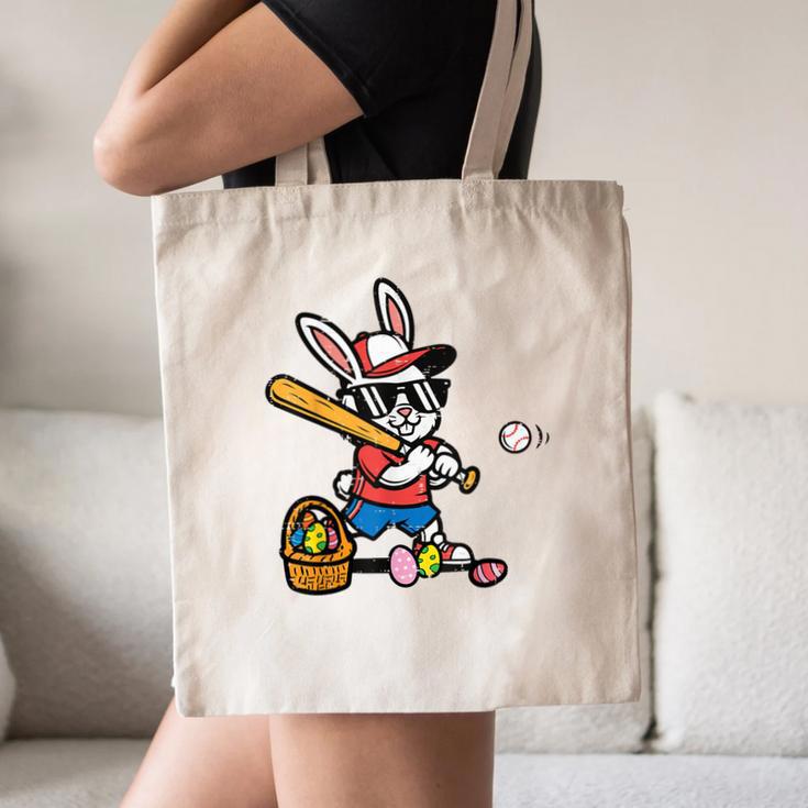 Easter Bunny Baseball Player Batter Rabbit Boys Kids Men Canvas Tote Bag