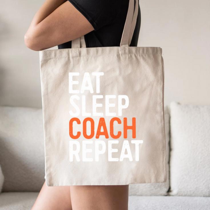 Eat Sleep Coach Repeat Shirt Men Women Baseball Lover Canvas Tote Bag