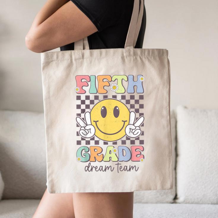 Fifth Grade Dream Team Smile Face Back To School 5th Grade Canvas Tote Bag