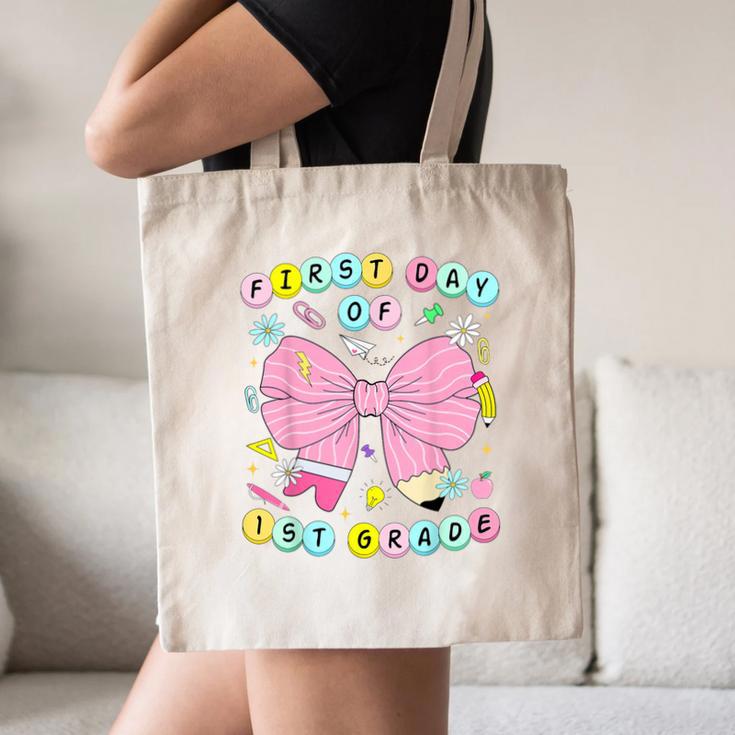 First Day Of 1st Grade Girls Coquette Back To School Kids Canvas Tote Bag