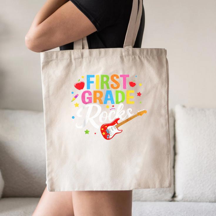 First Grade Rocks Colorful Back To School Guitar Canvas Tote Bag First Grade Rocks Colorful Back To School Guitar Canvas Tote Bag