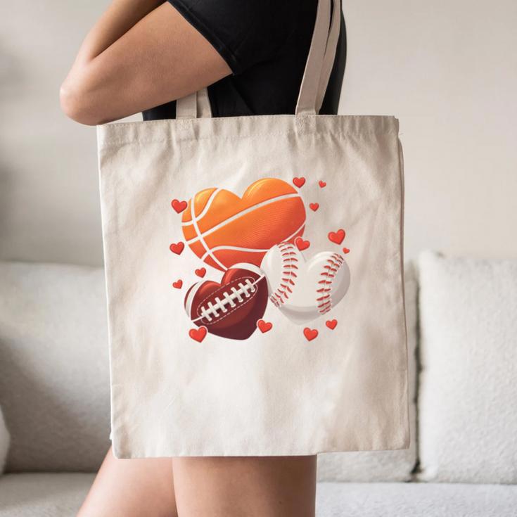 Football Basketball Baseball Heart Valentine Boys Men Kid Canvas Tote Bag Football Basketball Baseball Heart Valentine Boys Men Kid Canvas Tote Bag