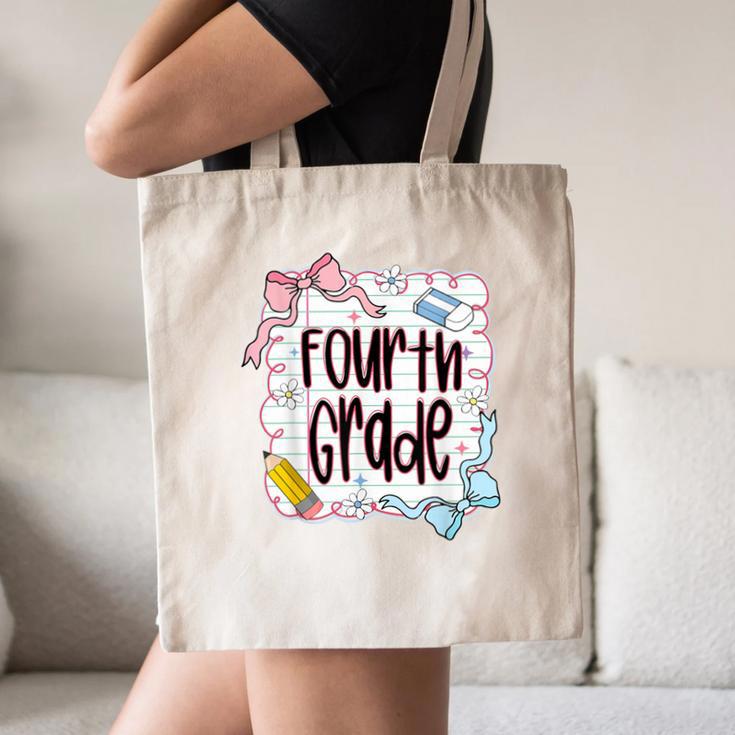 Fourth Grade Back To School For Girls Pink Notebook Canvas Tote Bag Fourth Grade Back To School For Girls Pink Notebook Canvas Tote Bag