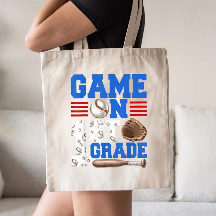 Game On First Grade Boy Baseball Back To School Canvas Tote Bag Game On First Grade Boy Baseball Back To School Canvas Tote Bag