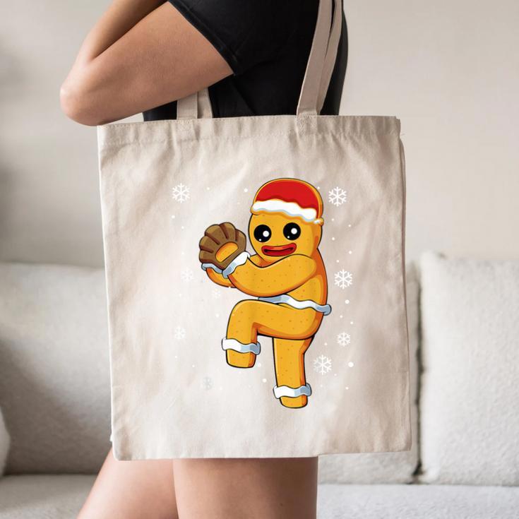 Gingerbread Man Baseball Christmas Canvas Tote Bag Gingerbread Man Baseball Christmas Canvas Tote Bag
