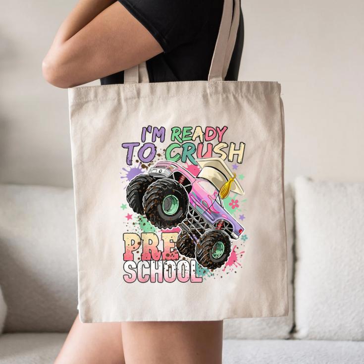 Girls Monster Trucks Ready To Crush Preschool Back To School Canvas Tote Bag Girls Monster Trucks Ready To Crush Preschool Back To School Canvas Tote Bag