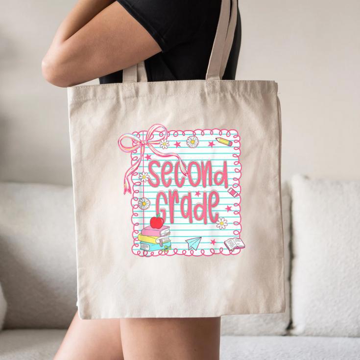 Girls Second Grade Coquette Bow Pink Preppy Back To School Canvas Tote Bag Girls Second Grade Coquette Bow Pink Preppy Back To School Canvas Tote Bag