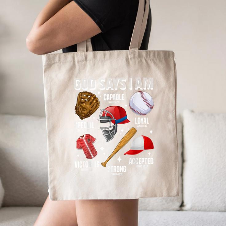 God Says I Am Baseball Player Catcher Pitcher Boys Men Canvas Tote Bag God Says I Am Baseball Player Catcher Pitcher Boys Men Canvas Tote Bag