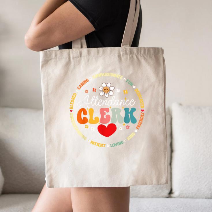 Groovy Attendance Clerk Back To School Appreciation Week Canvas Tote Bag Groovy Attendance Clerk Back To School Appreciation Week Canvas Tote Bag