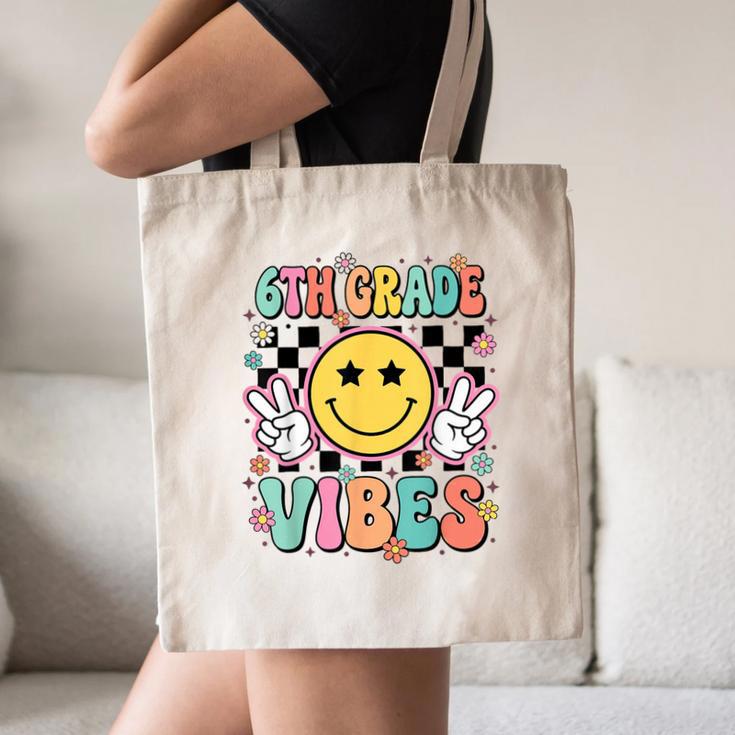 Groovy Sixth 6TH Grade Vibes Back To School First Day Kids Canvas Tote Bag
