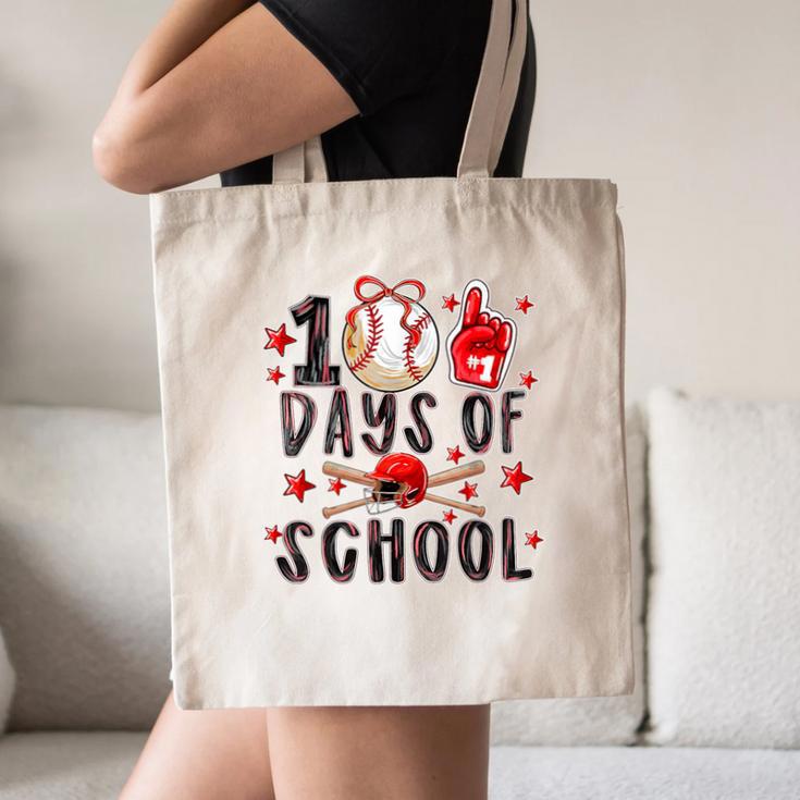 Happy 100 Days Of School Baseball Girls Coquette Bow Teacher Canvas Tote Bag Happy 100 Days Of School Baseball Girls Coquette Bow Teacher Canvas Tote Bag