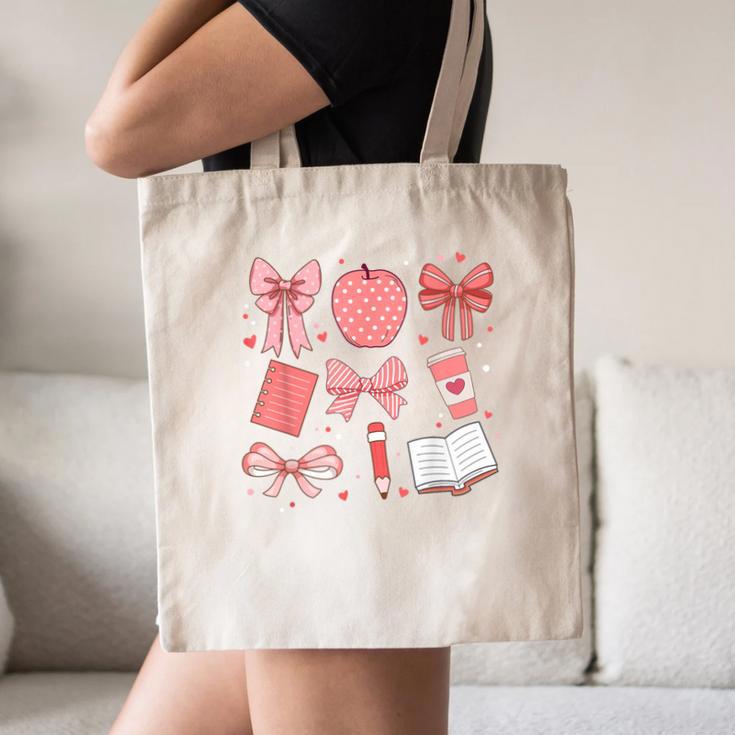 Happy Back To School 1st Day Toddler Girl Boho Coquette Bows Canvas Tote Bag Happy Back To School 1st Day Toddler Girl Boho Coquette Bows Canvas Tote Bag