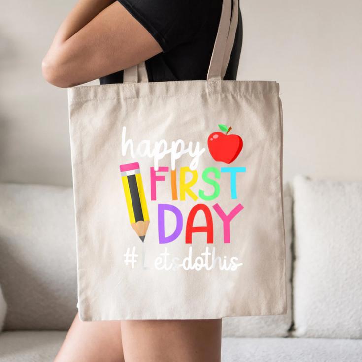 Happy First Day Let's Do This Welcome Back To School Tie Dye Canvas Tote Bag Happy First Day Let's Do This Welcome Back To School Tie Dye Canvas Tote Bag