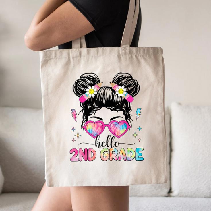 Hello 2nd Grade Messy Bun Back To School First Day Girl Kids Canvas Tote Bag Hello 2nd Grade Messy Bun Back To School First Day Girl Kids Canvas Tote Bag