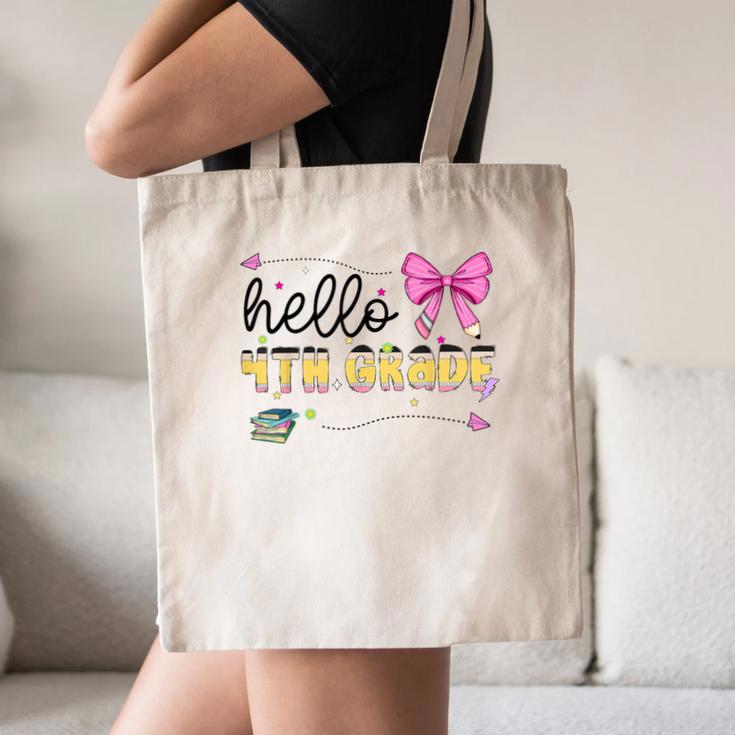 Hello 4th Grade Girls Coquette Fourth Grade Back To School Canvas Tote Bag Hello 4th Grade Girls Coquette Fourth Grade Back To School Canvas Tote Bag