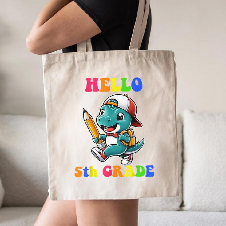 Hello 5th Grade Cute Dinosaur Back To School Boys Kids Girls Canvas Tote Bag Hello 5th Grade Cute Dinosaur Back To School Boys Kids Girls Canvas Tote Bag