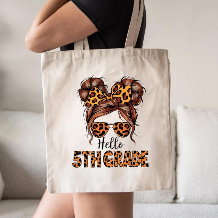 Hello 5th Grade Messy Hair Bun Girl Back To School First Day Canvas Tote Bag Hello 5th Grade Messy Hair Bun Girl Back To School First Day Canvas Tote Bag