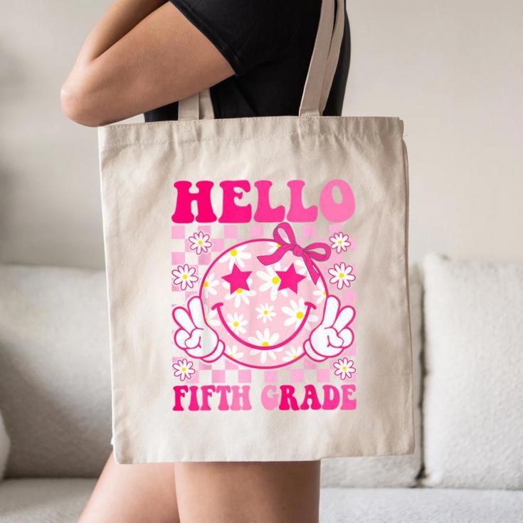 Hello Fifth Grade Coquette Bow Back To School 5th Grade Girl Canvas Tote Bag Hello Fifth Grade Coquette Bow Back To School 5th Grade Girl Canvas Tote Bag