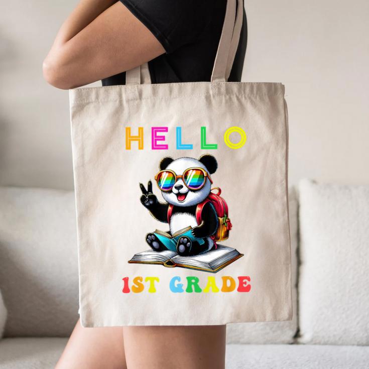 Hello First Grade Panda Lover Back To School Kids Boys Girls Canvas Tote Bag