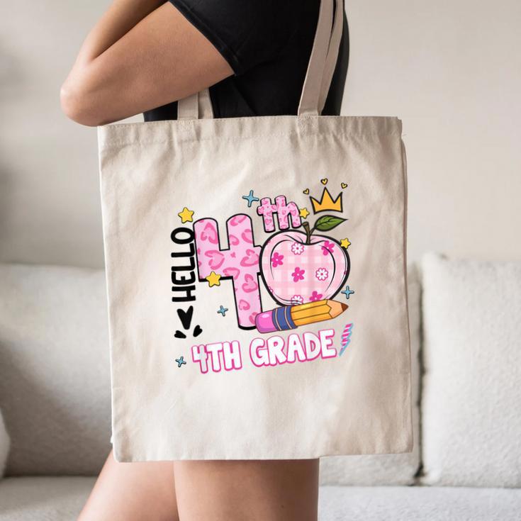 Hello Fourth 4th Grade Leopard Tie Dye Girl Back To School Canvas Tote Bag Hello Fourth 4th Grade Leopard Tie Dye Girl Back To School Canvas Tote Bag