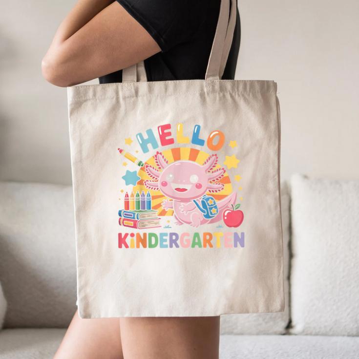 Hello Kindergarten Axolotl Back To School For Kids Canvas Tote Bag Hello Kindergarten Axolotl Back To School For Kids Canvas Tote Bag