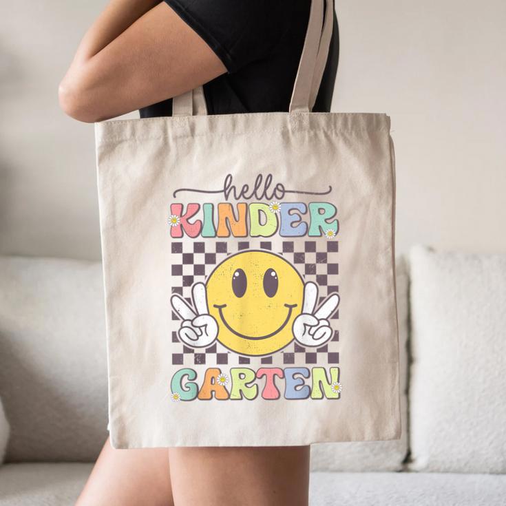 Hello Kindergarten Hippie Smile Face Back To School Canvas Tote Bag Hello Kindergarten Hippie Smile Face Back To School Canvas Tote Bag