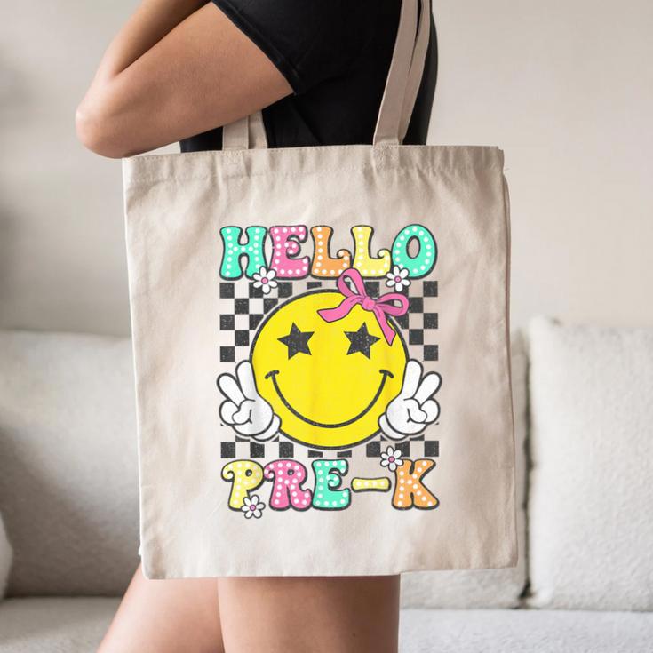 Hello Pre-K Coquette Bow Back To School Preschool Girl Canvas Tote Bag