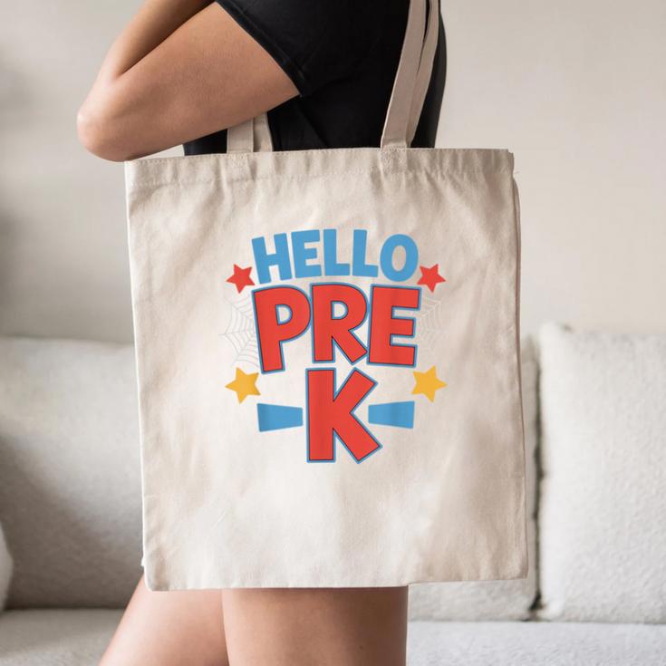 Hello Pre-K Preschool Squad Spider Back To School First Day Canvas Tote Bag Hello Pre-K Preschool Squad Spider Back To School First Day Canvas Tote Bag