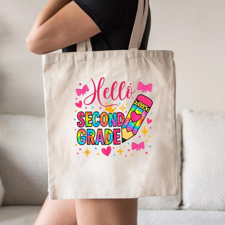 Hello Second Grade Colorful Pencil Tie Dye Back To School Canvas Tote Bag Hello Second Grade Colorful Pencil Tie Dye Back To School Canvas Tote Bag