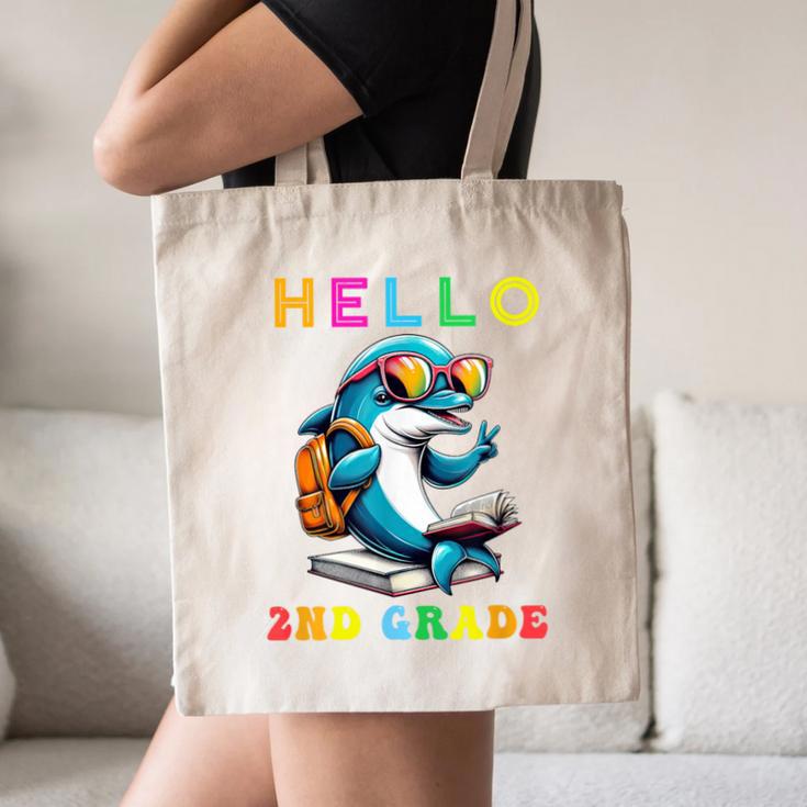Hello Second Grade Dolphin Lover Back To School Kid Boy Girl Canvas Tote Bag Hello Second Grade Dolphin Lover Back To School Kid Boy Girl Canvas Tote Bag