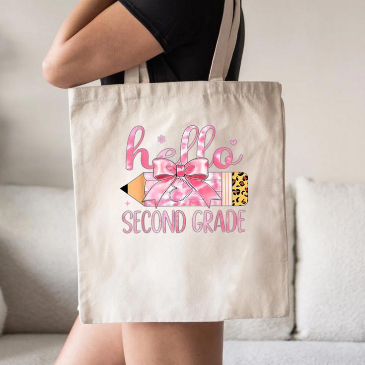 Hello Second Grade Pencil Tie Dye Coquette Back To School Canvas Tote Bag Hello Second Grade Pencil Tie Dye Coquette Back To School Canvas Tote Bag