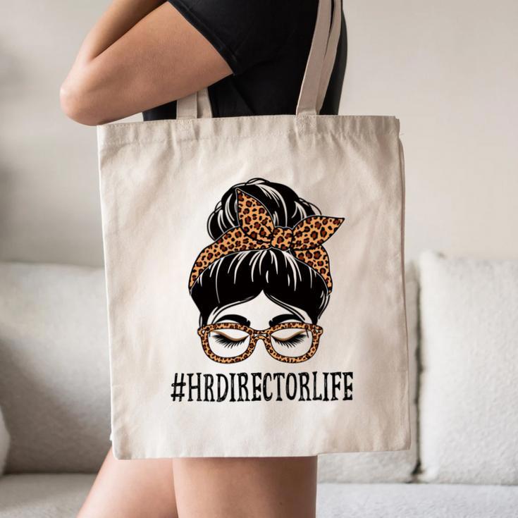 HR Director Leopard Messy Bun Appreciation Back To School Performance Canvas Tote Bag
