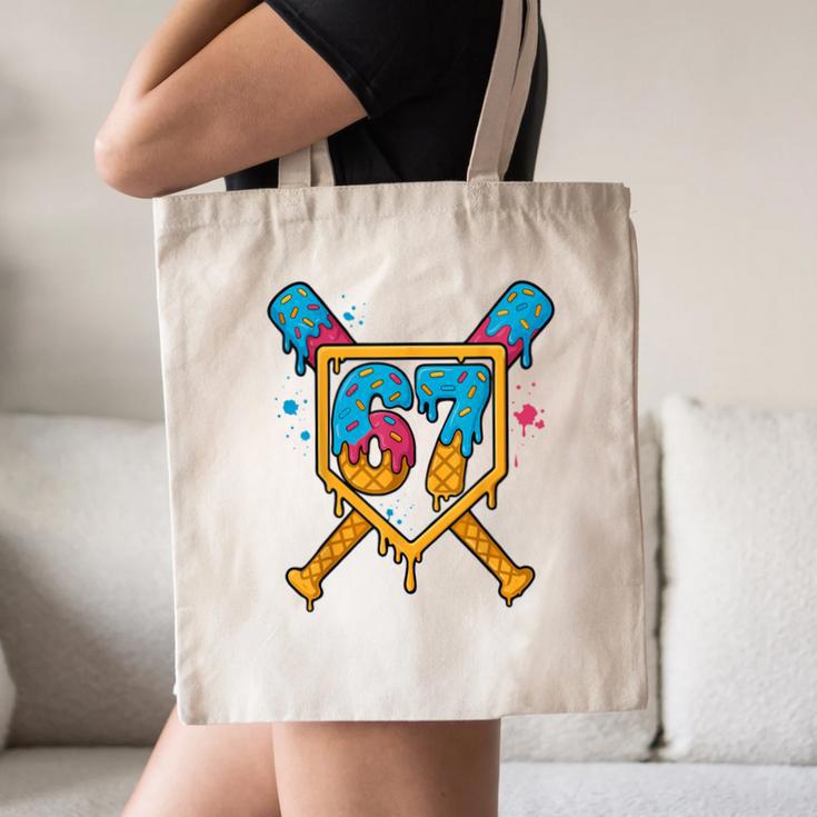 HUGvyn 67 Baseball Ice Cream Drip Six Seven Genz Alpha Slang Canvas Tote Bag HUGvyn 67 Baseball Ice Cream Drip Six Seven Genz Alpha Slang Canvas Tote Bag