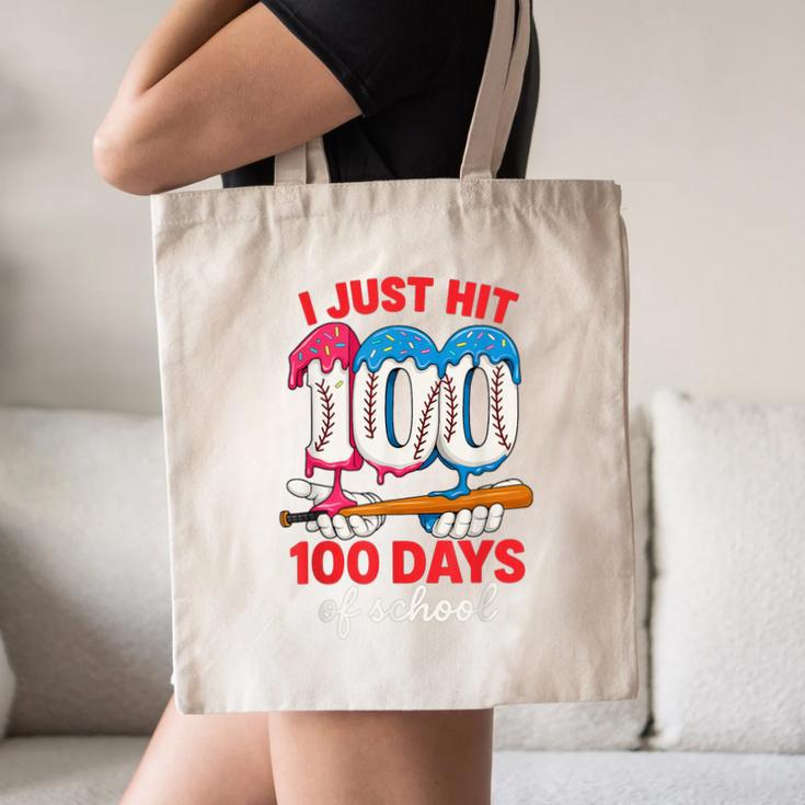 HUGvyn I Just Hit 100 Days Of School Baseball Ice Cream Boys Canvas Tote Bag