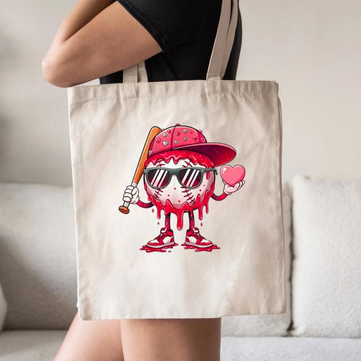 Ice Cream Drip Baseball Valentine's Day Spots Baseball Drip Canvas Tote Bag Ice Cream Drip Baseball Valentine's Day Spots Baseball Drip Canvas Tote Bag