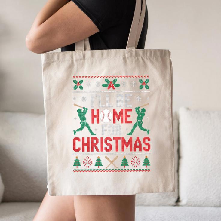 I’Ll Be Home For Christmas Baseball Ugly Sweater Art Canvas Tote Bag I’Ll Be Home For Christmas Baseball Ugly Sweater Art Canvas Tote Bag